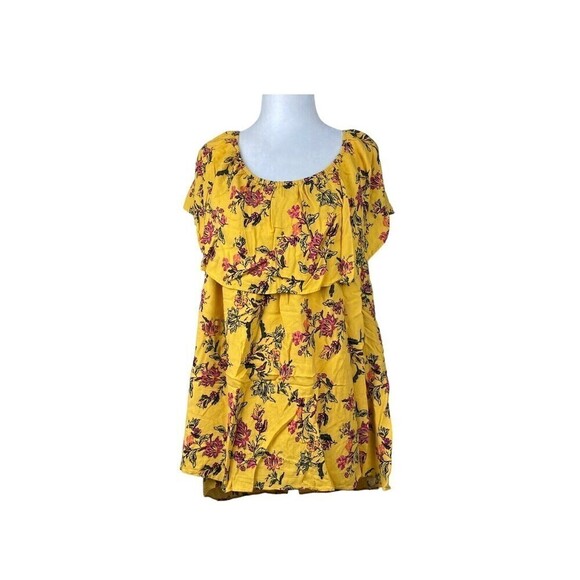 Torrid Tops - Torrid Blouse Womens Size 3 Yellow Floral Tropical Lightweight Sleeveless Top